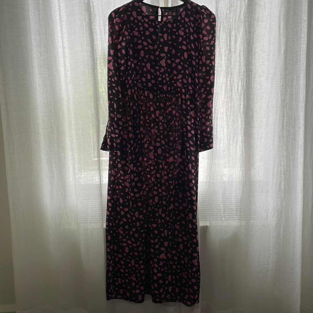 Zara black and pink midi dress.
